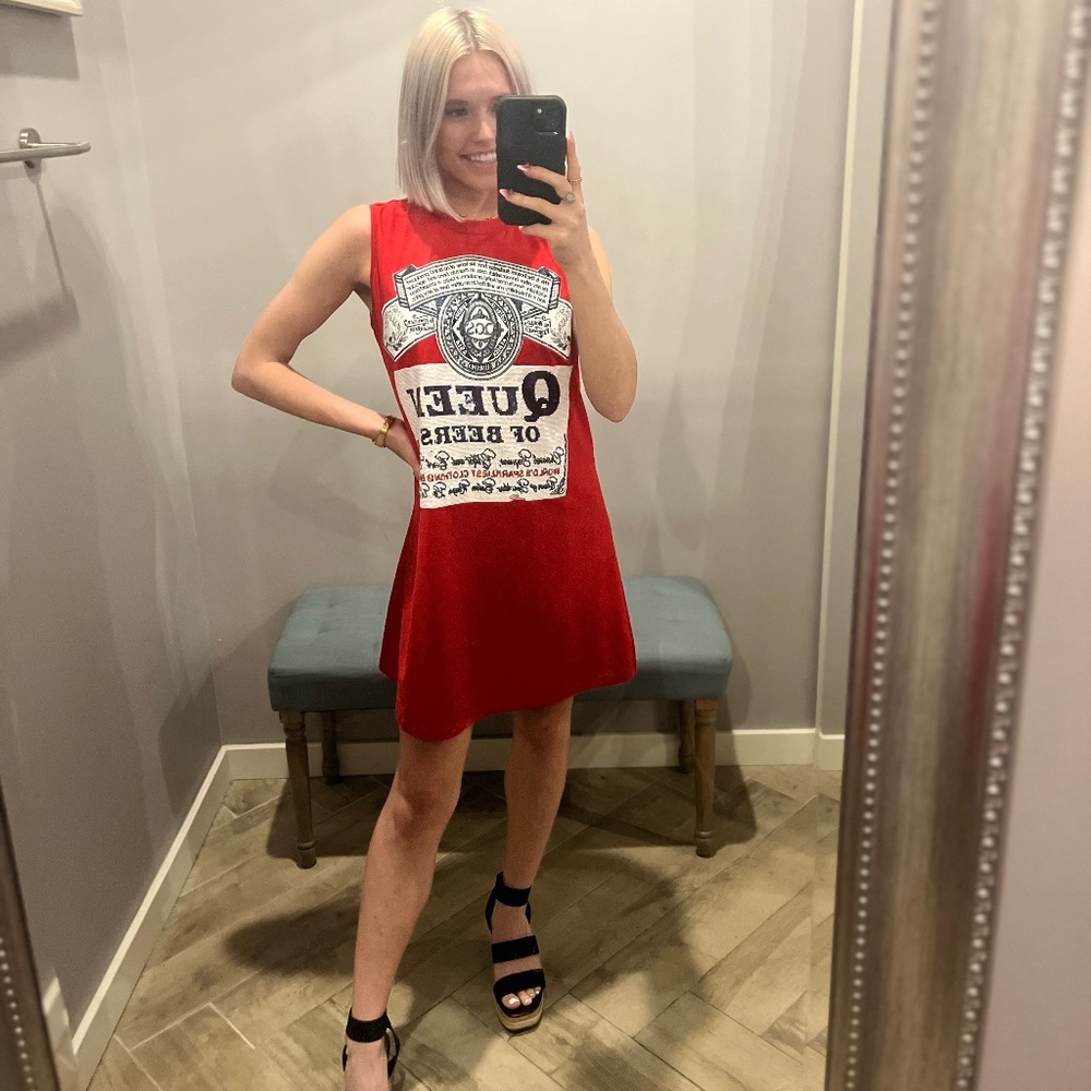 QUEEN OF SPARKLES Sequin QUEEN OF BEERS Tank Dress - Picture 5 of 5